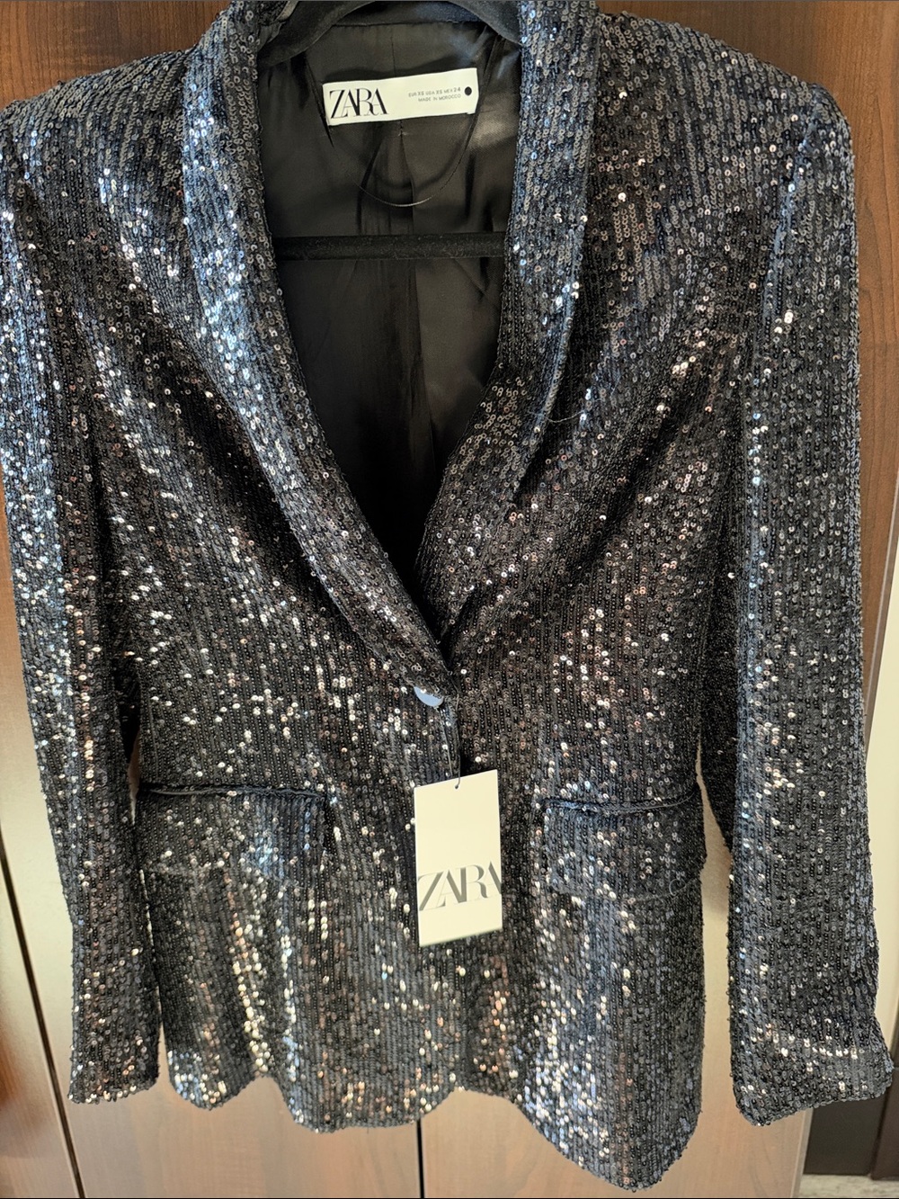 ZARA Women's  XS Black Sequin Blazer Jacket